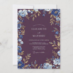 Invitation Mariage Botanique Doré aux Prunes