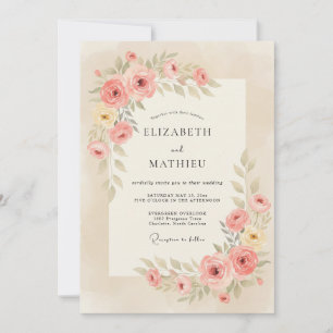 Invitation Mariage Botanique Douce Abricot