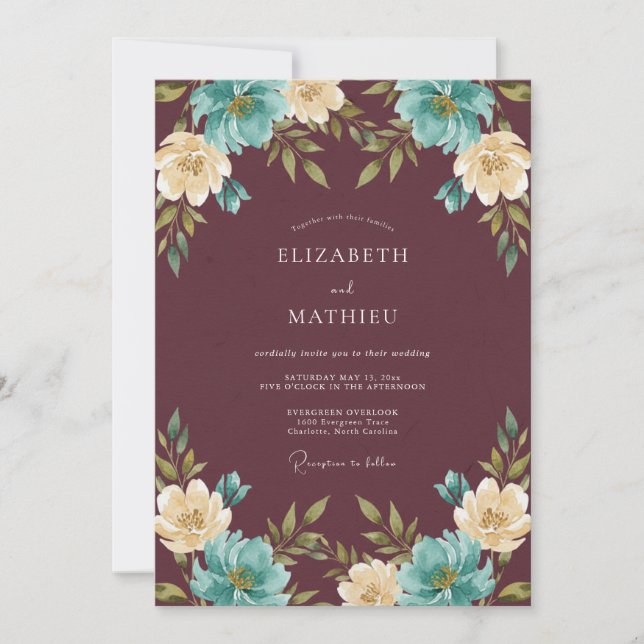 Invitation Mariage botanique dramatique bordeaux (Devant)