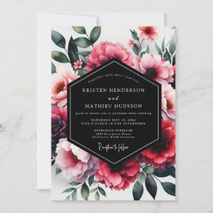 Invitation Mariage Botanique Dramatique Magenta