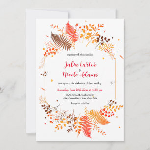 Invitation Mariage botanique du champignon de la fougère sauv
