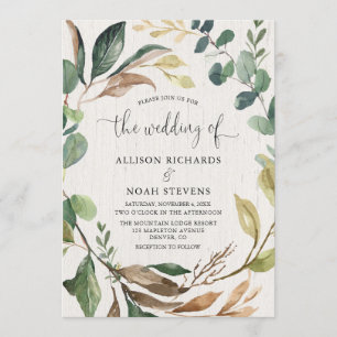 Invitation Mariage botanique du feuillage rustique