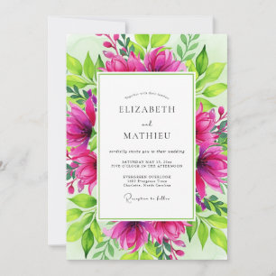 Invitation Mariage Botanique Éblouissant Fuchsia