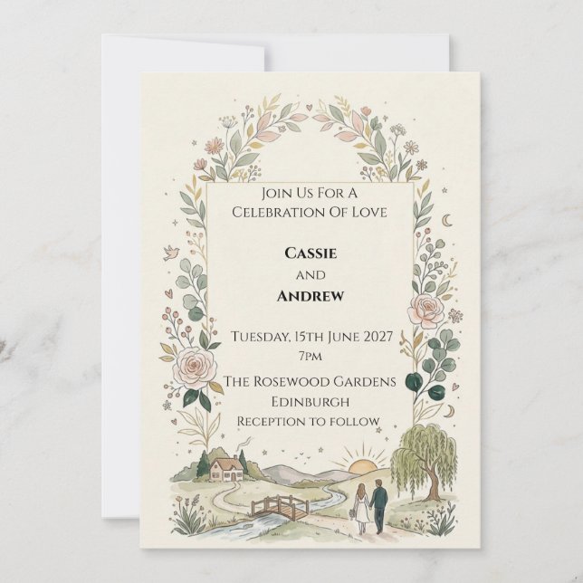 Invitation Mariage Botanique Écossais (Devant)