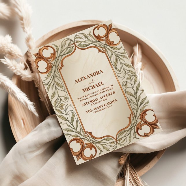 Invitation Mariage botanique élégant Art Nouveau (Créateur téléchargé)