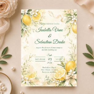 Invitation Mariage Botanique Élégant au Citron
