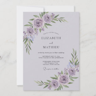 Invitation Mariage Botanique Élégant au Lavande