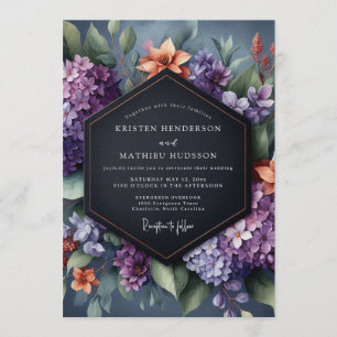 Invitation Mariage Botanique Élégant au Prune