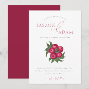 Invitation Mariage Botanique Élégant aux Cranberries et Pomme