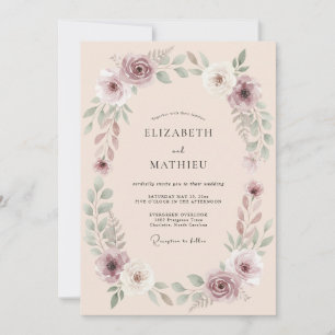 Invitation Mariage Botanique Élégant aux Joues Roses