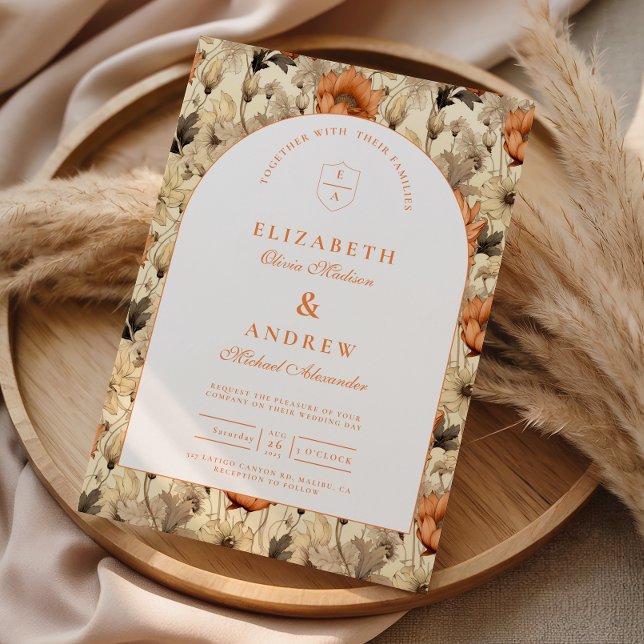 Invitation Mariage Botanique Élégant d'Automne (Créateur téléchargé)