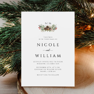 Invitation Mariage botanique élégant de Noël