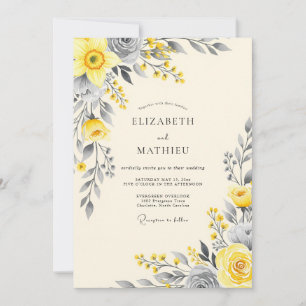 Invitation Mariage Botanique Élégant Jaune