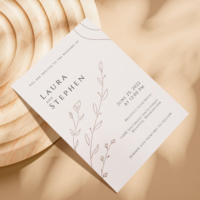 Invitation Mariage Botanique Élégant Neutre Moderne Beige (Créateur téléchargé)