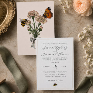 Invitation Mariage Botanique Élégant Rose Pâle