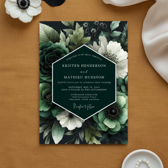 Invitation Mariage Botanique Émeraude Opulent (Créateur téléchargé)