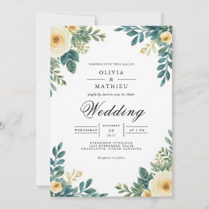 Invitation Mariage botanique en arc floral crémeux