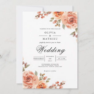 Invitation Mariage botanique en fleur de corail de Peachy