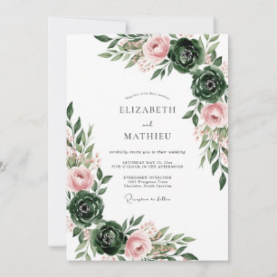 Invitation Mariage Botanique en Forêt Rose Poussiéreuse