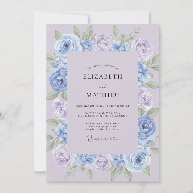 Invitation Mariage Botanique Enchanté sous le Lavandin (Devant)