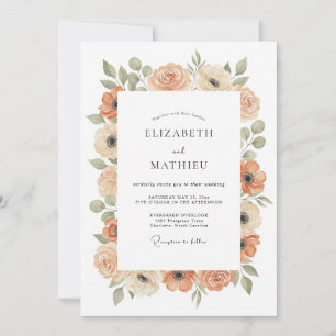 Invitation Mariage Botanique Enchanteur Abricot