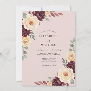 Invitation Mariage Botanique Envoûtant au Teint Bourguignon
