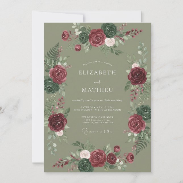 Invitation Mariage Botanique et Bois de Bourgogne (Devant)