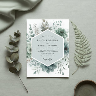 Invitation Mariage Botanique Éthéré de Sauge