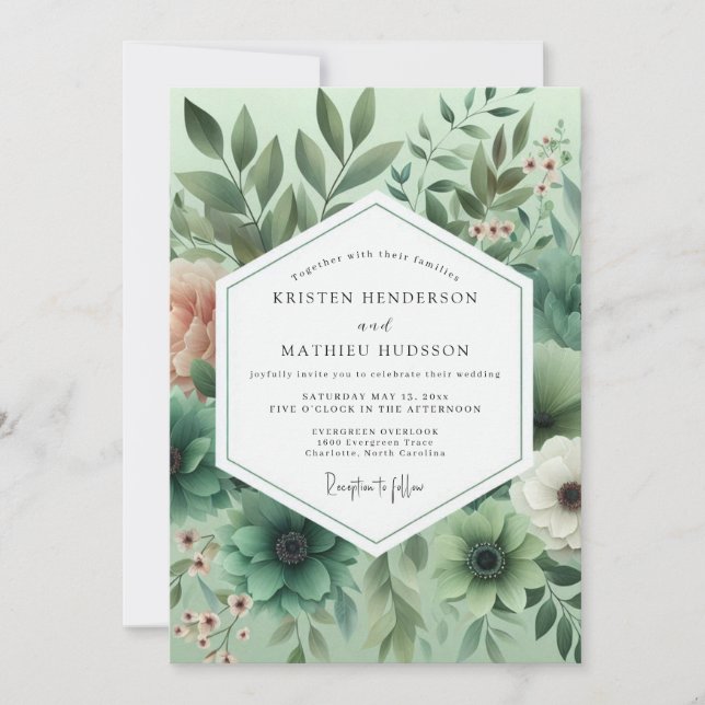 Invitation Mariage Botanique Éthéré de Sauge (Devant)