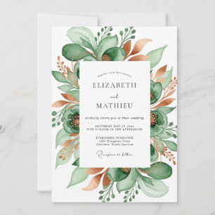 Invitation Mariage Botanique Éthéré Émeraude