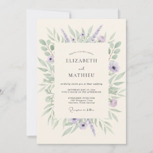 Invitation Mariage Botanique Éthéré Lilas