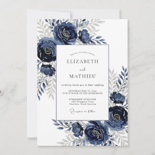 Invitation Mariage Botanique Éthéré Naval