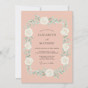 Invitation Mariage Botanique Éthéré Rose