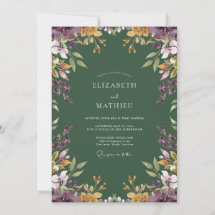 Invitation Mariage Botanique Éthéré Vert Forêt