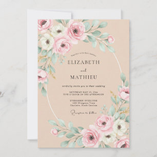 Invitation Mariage Botanique Exquis de Pêche