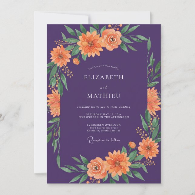 Invitation Mariage Botanique Extraordinaire aux Prunes (Devant)