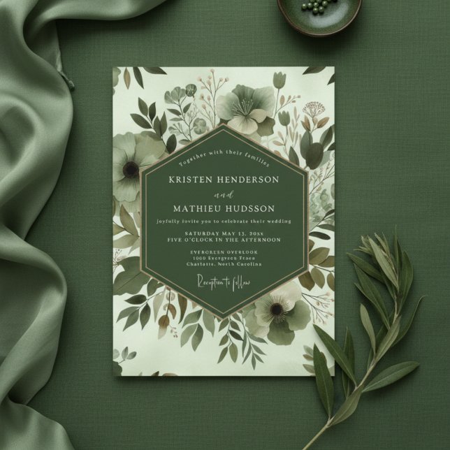Invitation Mariage Botanique Fantaisiste Sauge (Créateur téléchargé)