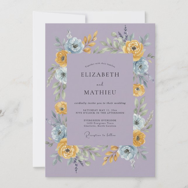 Invitation Mariage Botanique Féerique au Lavande (Devant)