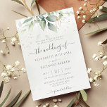 Invitation Mariage botanique Feuille Eucalyptus Green<br><div class="desc">Belle faire-part de mariage avec aquarelle eucalyptus et feuilles d'or.</div>