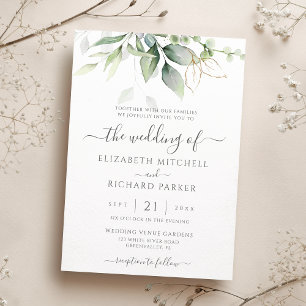 Invitation Mariage botanique Feuille Eucalyptus Green