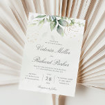 Invitation Mariage botanique Feuille Eucalyptus Green<br><div class="desc">Belle faire-part de mariage avec aquarelle eucalyptus et feuilles d'or.</div>