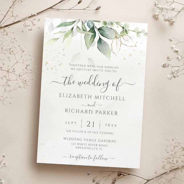 Invitation Mariage botanique Feuille Eucalyptus Green (Créateur téléchargé)