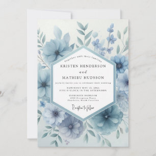 Invitation Mariage Botanique Fleur Bleue Poussiéreuse