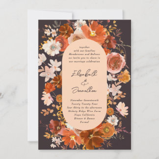 Invitation Mariage botanique floral à crème de minuit