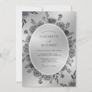 Invitation Mariage Botanique Floral au Charbon de Bois