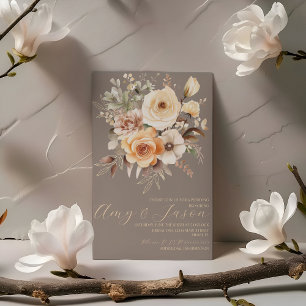 Invitation Mariage botanique floral beige neutre