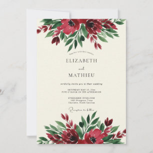 Invitation Mariage Botanique Floral Bourgogne