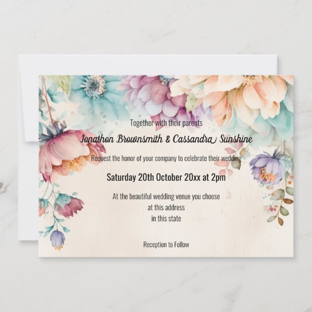 Invitation Mariage BOTANIQUE FLORAL DE PRINTEMPS (Devant)