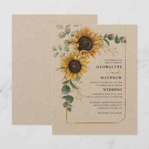 Invitation Mariage botanique floral de tournesol Eucalyptus