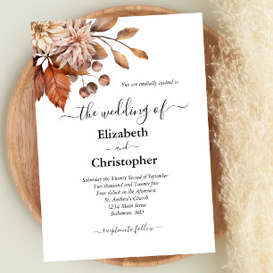Invitation Mariage Botanique Floral Élégant Brun Terracotta